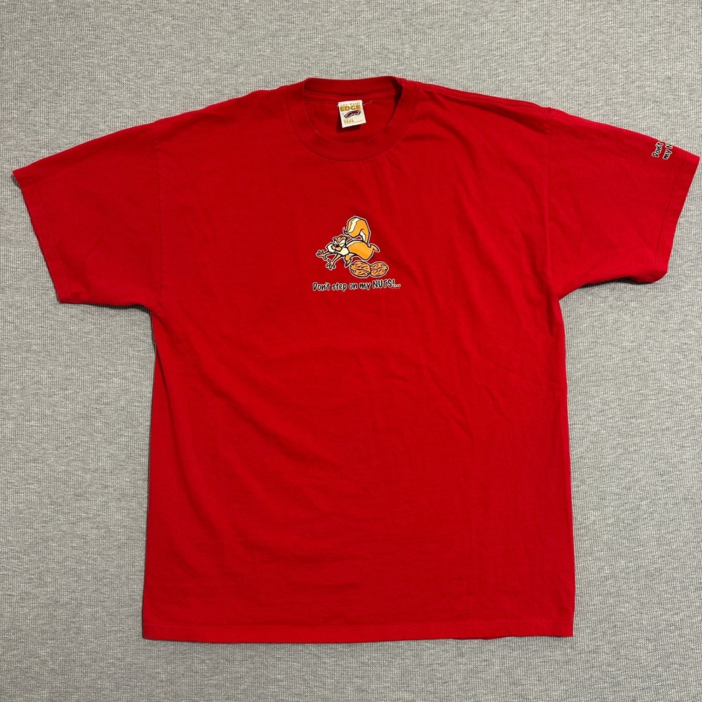 Vintage 2003 To The Edge PacSun Humor Squirrel Graphic T-Shirt Red Mens XL